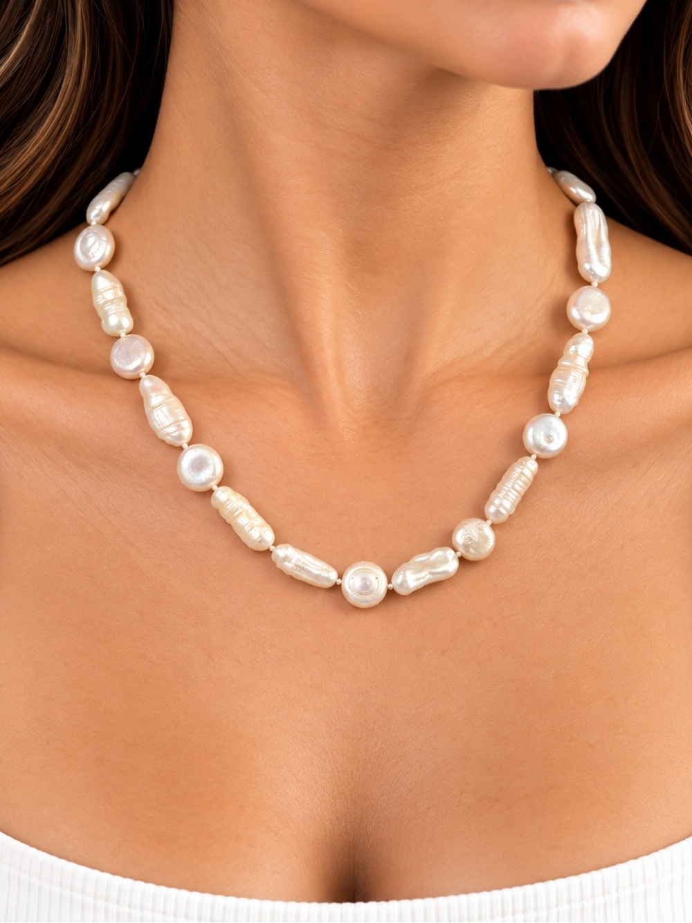 Oshena designer beachwear Elysian freshwater Pearl Necklace